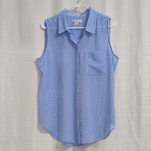 4/$20 Liz Claiborne Blue Sleeveless Top Large Lightweight Coastal Preppy picnic